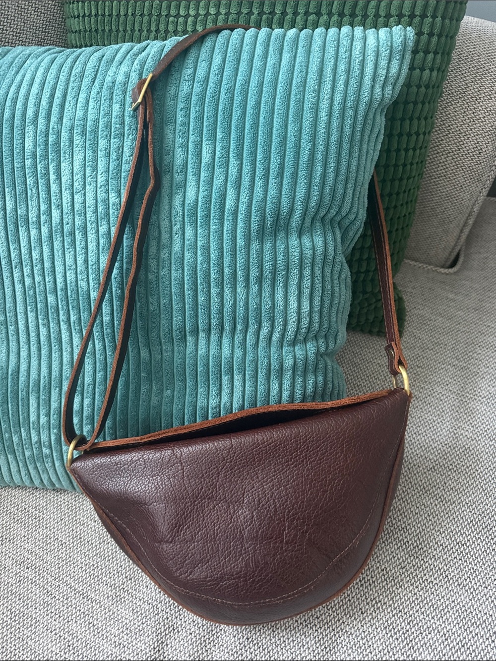 Portland Leather Brown Crescent Koala Medium Crossbody Bag in Coldbrew